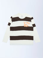 Y&F Kids Brown Striped Cotton T-Shirt