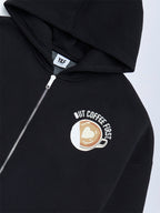 Y&F Kids Black Printed Cotton-Blend Hoodie