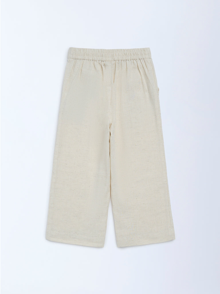 Utsa Kids Off-White Cotton-Blend Pants - (2-8yrs)