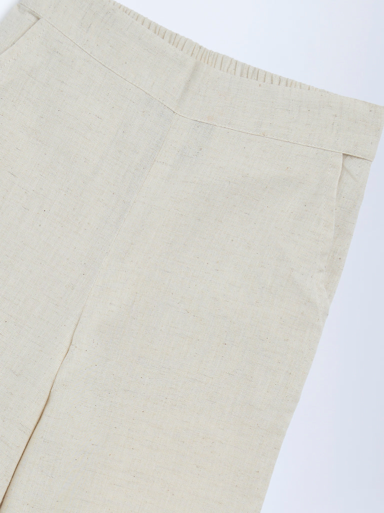 Utsa Kids Off-White Cotton-Blend Pants - (2-8yrs)