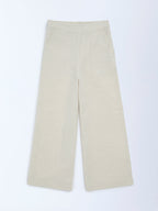 Utsa Kids Off-White Cotton-Blend Pants - (8-14yrs)
