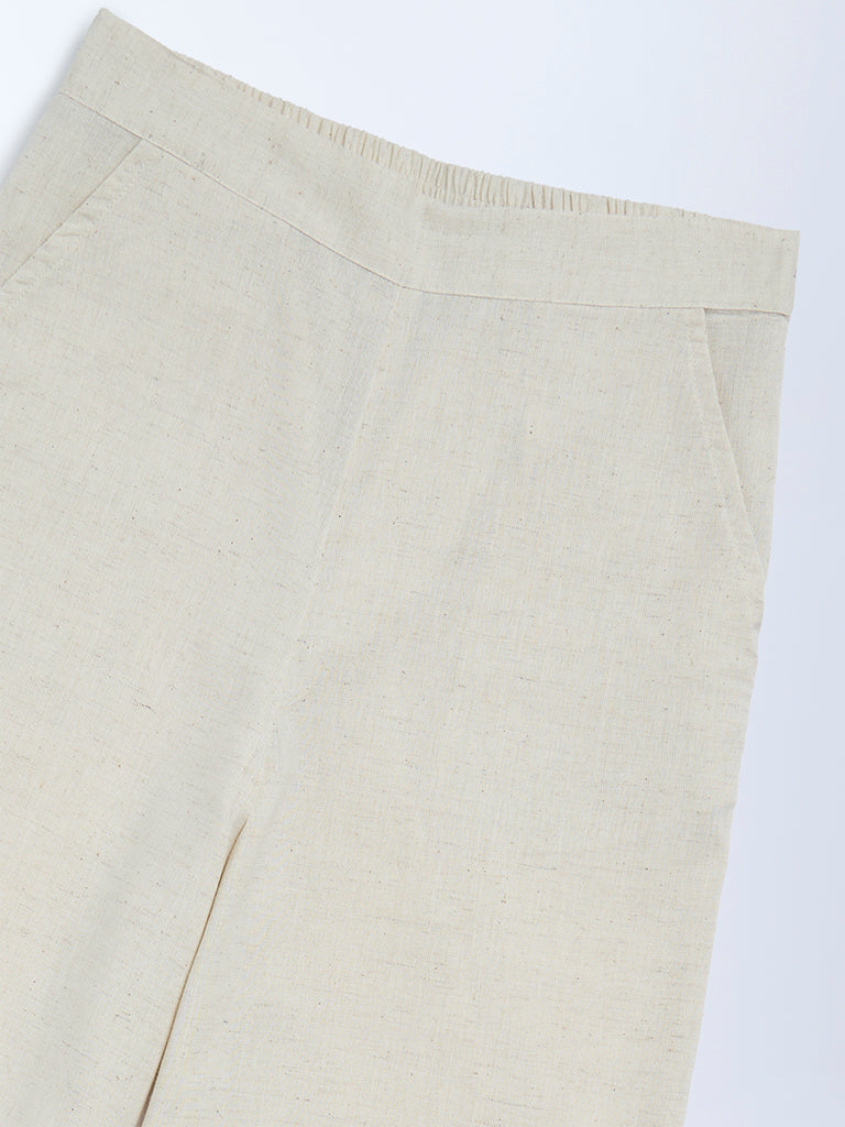 Utsa Kids Off-White Cotton-Blend Pants - (8-14yrs)