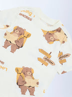 HOP Kids Off-White Animal Printed Cotton T-Shirt