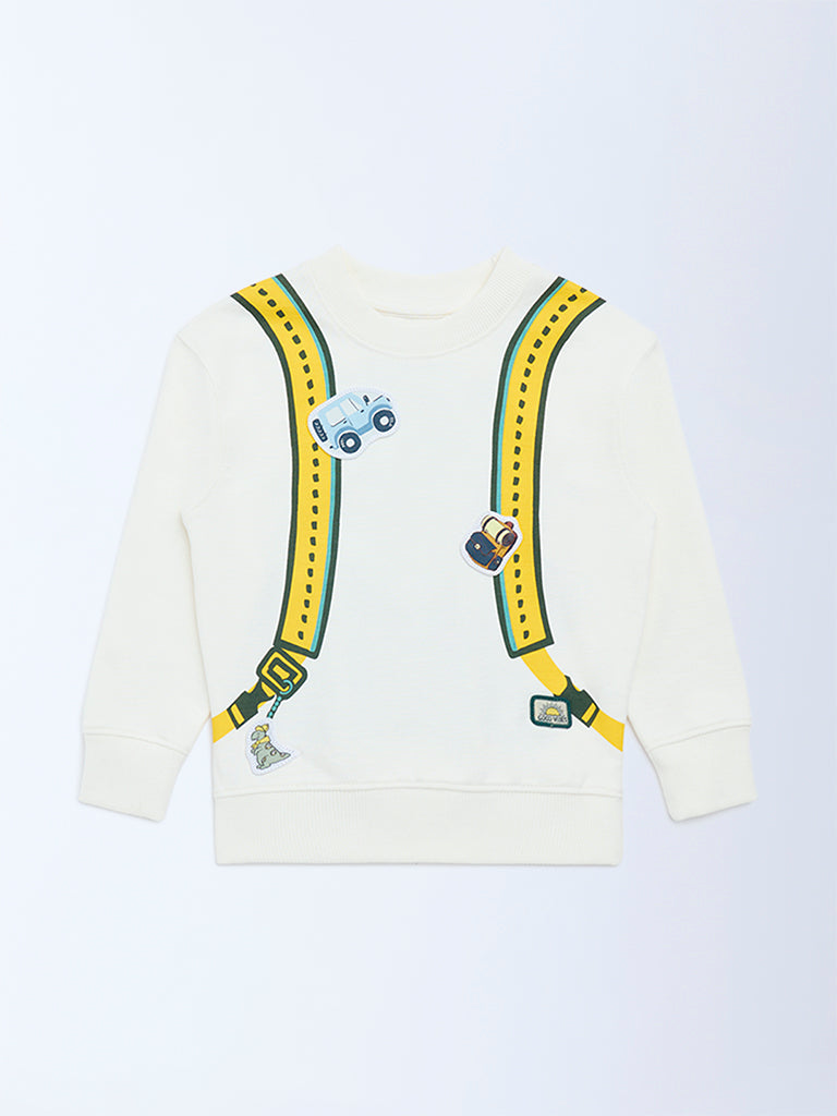 HOP Kids Off-White Printed Cotton-Blend Sweatshirt