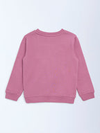 HOP Kids Dusty Pink Animal Printed Cotton-Blend Sweatshirt