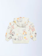 HOP Kids Cream Printed Cotton-Blend Hoodie