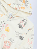 HOP Kids Cream Printed Cotton-Blend Hoodie