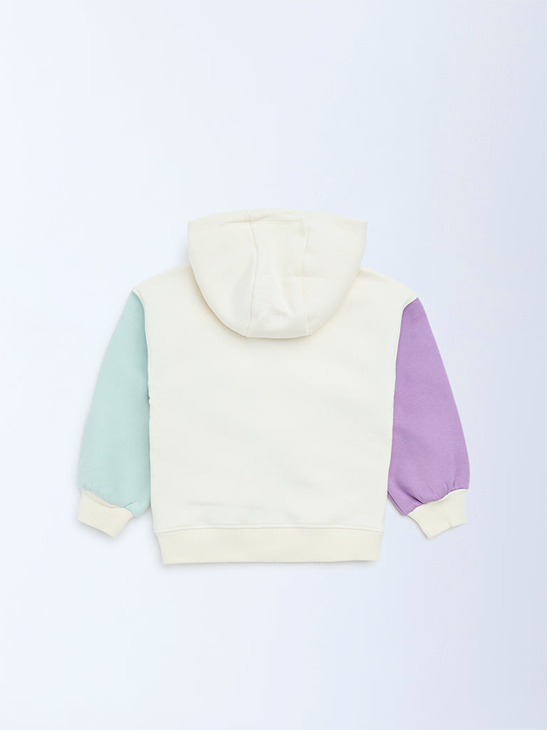 HOP Kids Off-White Colour-Blocked Hoodie