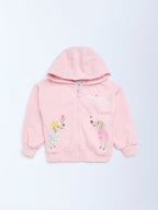 HOP Kids Pink Animal Design Cotton-Blend Hoodie