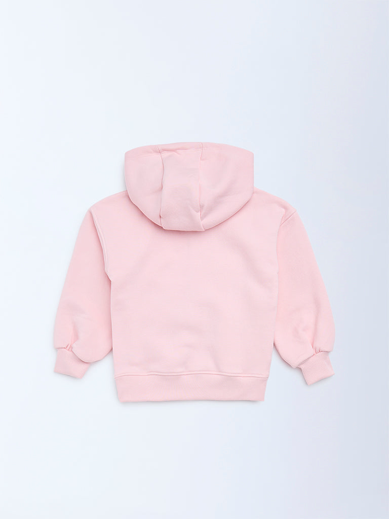 HOP Kids Pink Animal Design Cotton-Blend Hoodie