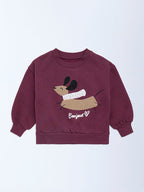 HOP Kids Plum Animal Embroidered Cotton-Blend Sweatshirt