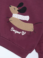 HOP Kids Plum Animal Embroidered Cotton-Blend Sweatshirt