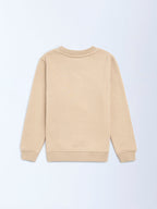 HOP Kids Beige Embroidered Cotton-Blend Sweatshirt