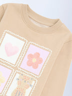 HOP Kids Beige Embroidered Cotton-Blend Sweatshirt