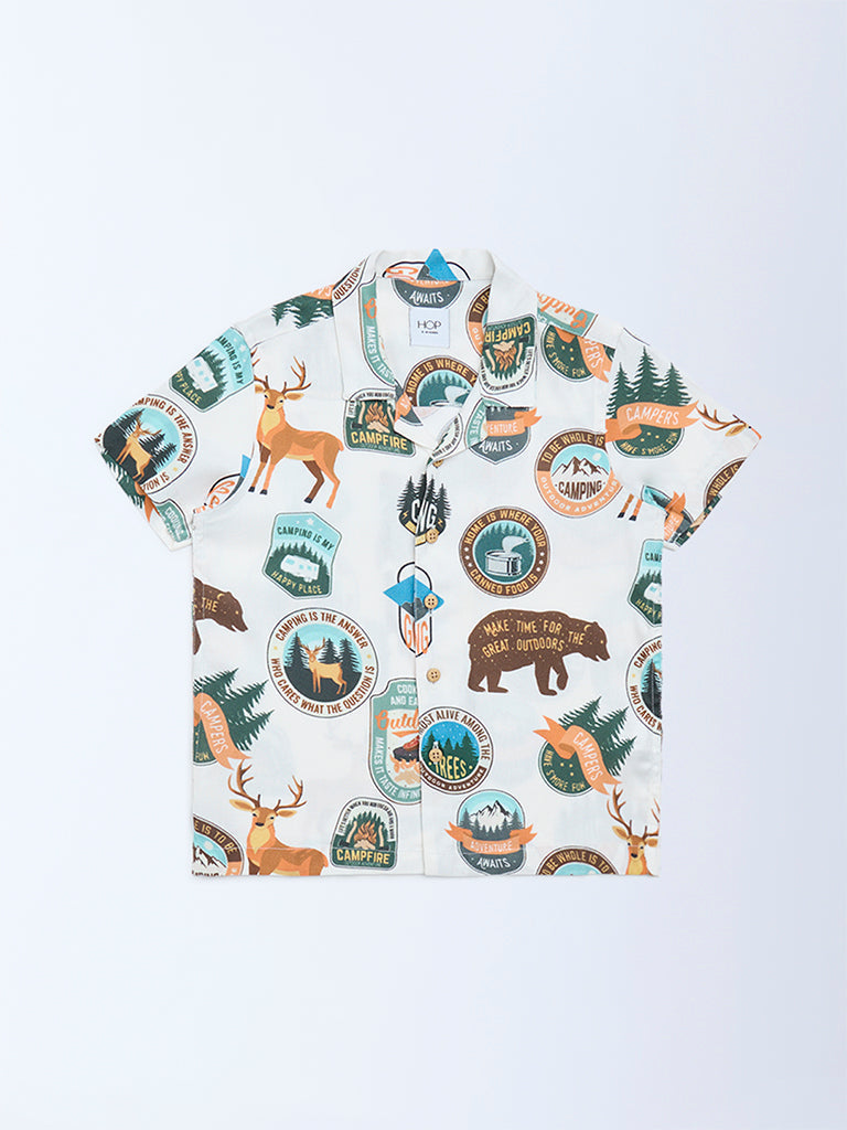 HOP Kids Off-White Printed Shirt