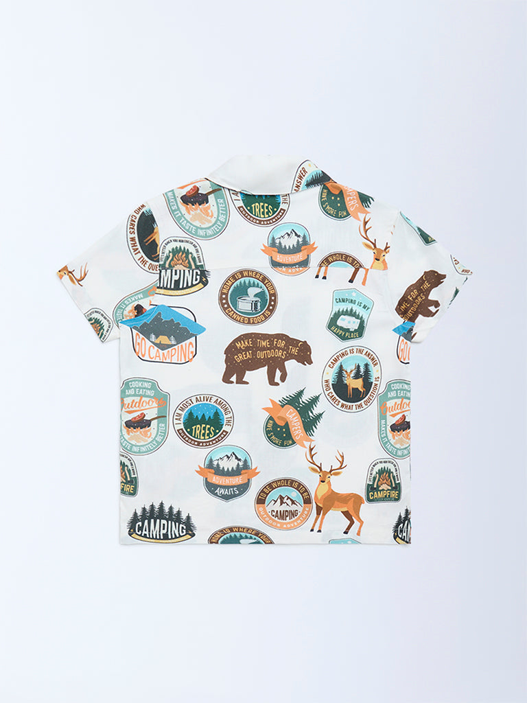 HOP Kids Off-White Printed Shirt