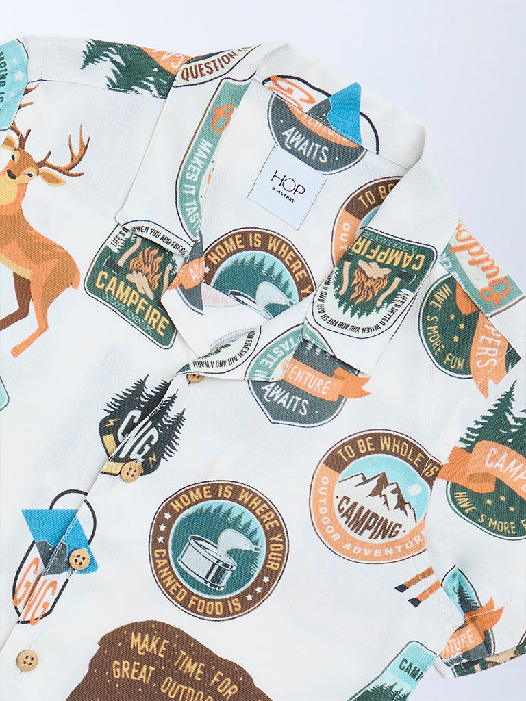 HOP Kids Off-White Printed Shirt