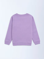 HOP Kids Lilac Text Design Cotton-Blend Sweatshirt