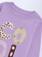 HOP Kids Lilac Text Design Cotton-Blend Sweatshirt