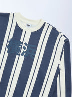 Y&F Kids Dusty Blue Striped Cotton-Blend Sweatshirt