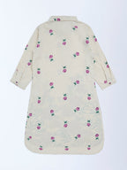 Utsa Kids Off-White Floral Cotton-Blend Tunic - (8-14yrs)