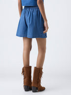 Bombay Paisley Blue Embroidered High-Rise Denim Skorts