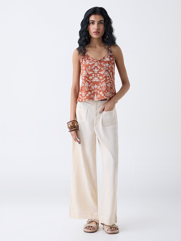 Bombay Paisley Off-White Solid Pants