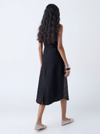 Bombay Paisley Black Printed Cotton-Blend A-Line Dress