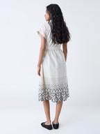 Bombay Paisley Off-White Cotton Shirt Dress with Belt