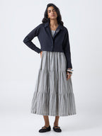 Bombay Paisley Black Cotton Tiered Dress with Jacket