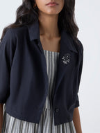 Bombay Paisley Black Cotton Tiered Dress with Jacket