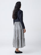 Bombay Paisley Black Cotton Tiered Dress with Jacket