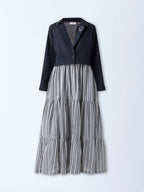 Bombay Paisley Black Cotton Tiered Dress with Jacket