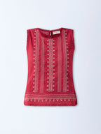 Bombay Paisley Red Embroidered Cotton Top