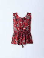 Bombay Paisley Red Floral Pattern Cotton Top