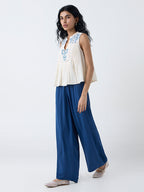 Bombay Paisley Off-White Embroidered Cotton Top