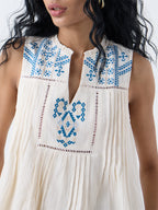 Bombay Paisley Off-White Embroidered Cotton Top