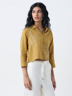 Bombay Paisley Yellow Embroidered Cotton Blouse
