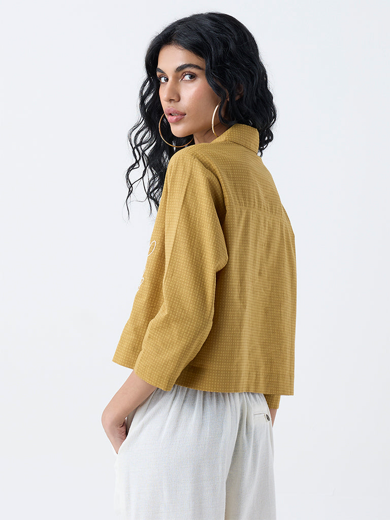 Bombay Paisley Yellow Embroidered Cotton Blouse