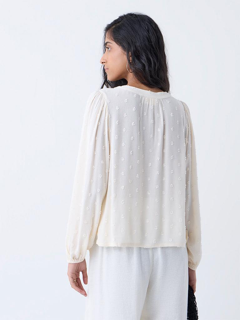 Bombay Paisley Off-White Embroidered Top