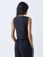 Bombay Paisley Black Embroidered Cotton Top