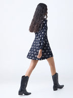 Bombay Paisley Black Printed Cotton A-Line Dress