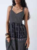 Bombay Paisley Black Printed Cotton Tiered Dress