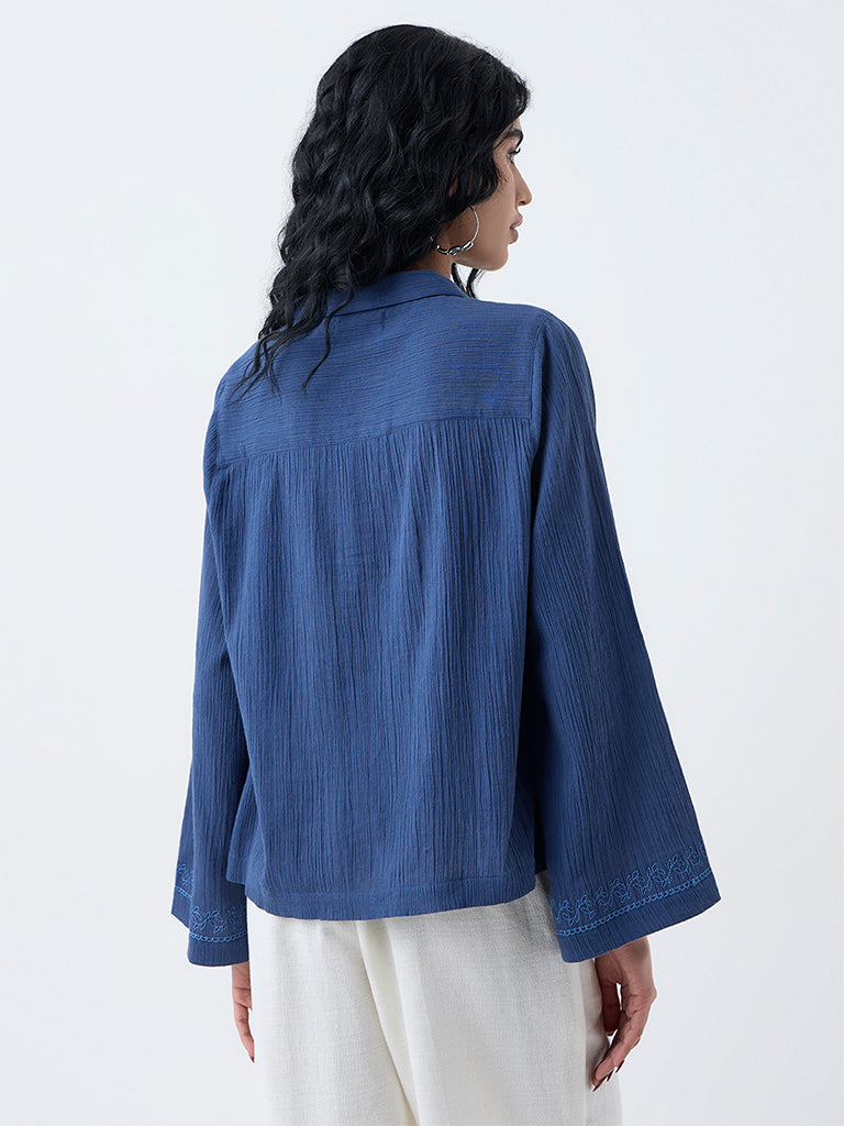 Bombay Paisley Navy Crinkle-Textured Shirt