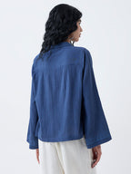 Bombay Paisley Navy Crinkle-Textured Shirt