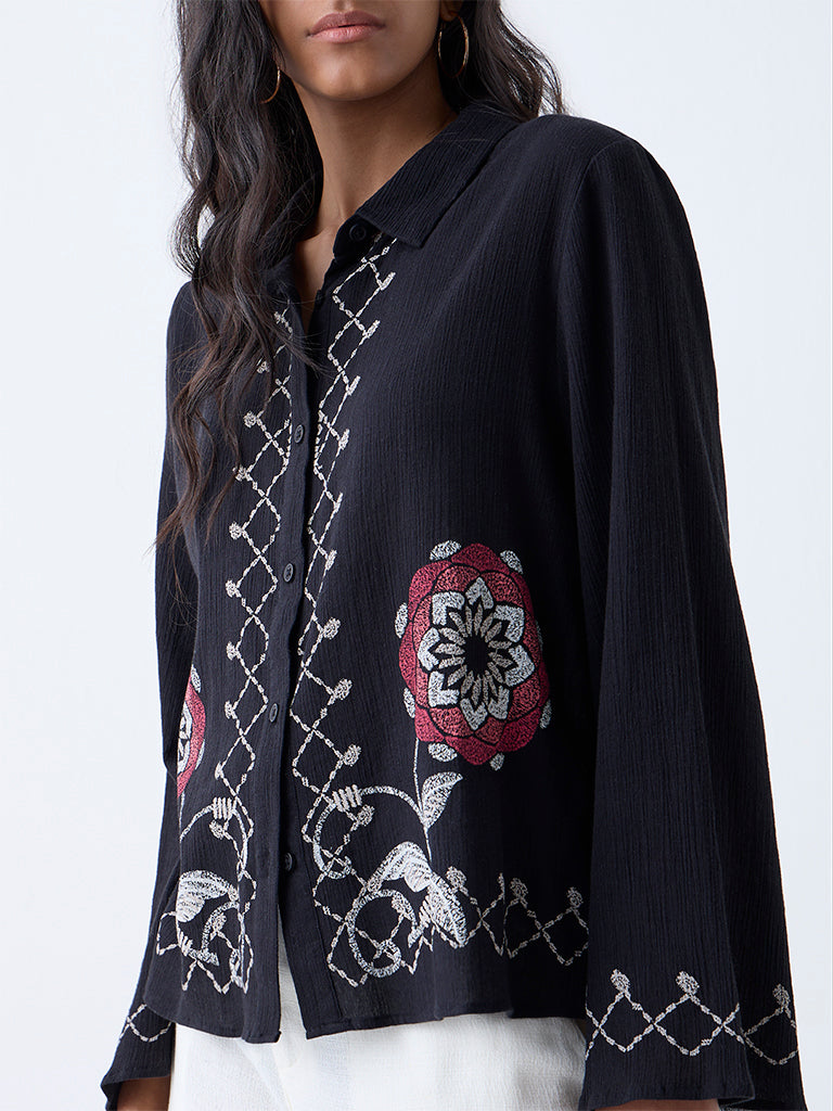 Bombay Paisley Black Floral Design Shirt