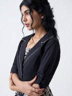 Bombay Paisley Black Floral A-Line Dress with Jacket