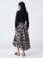 Bombay Paisley Black Floral A-Line Dress with Jacket