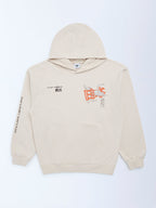 Y&F Kids Beige Printed Cotton-Blend Hoodie