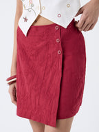 Bombay Paisley Red Embroidered Cotton Skorts